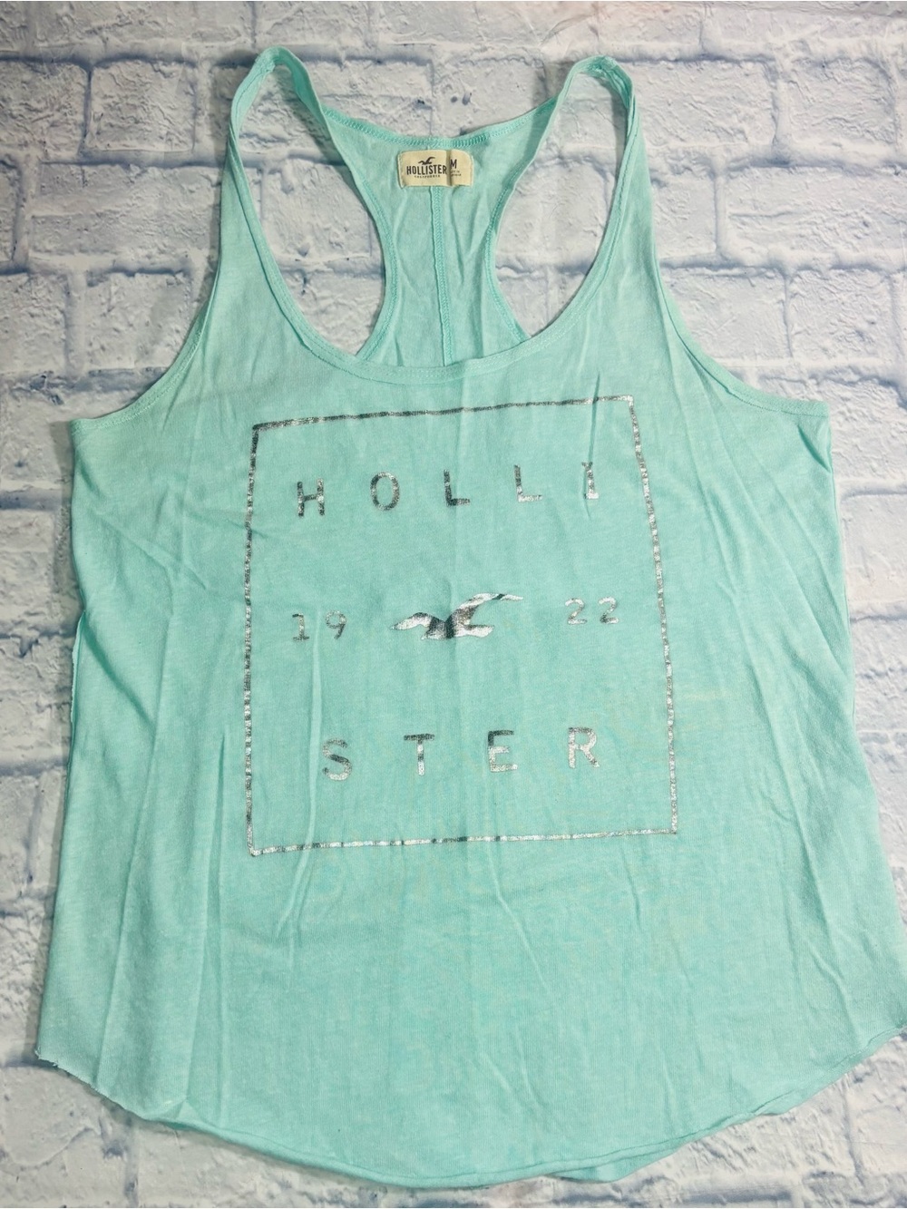 Y2K Hollister Teal Graphic Full Length Tank Top Size Medium